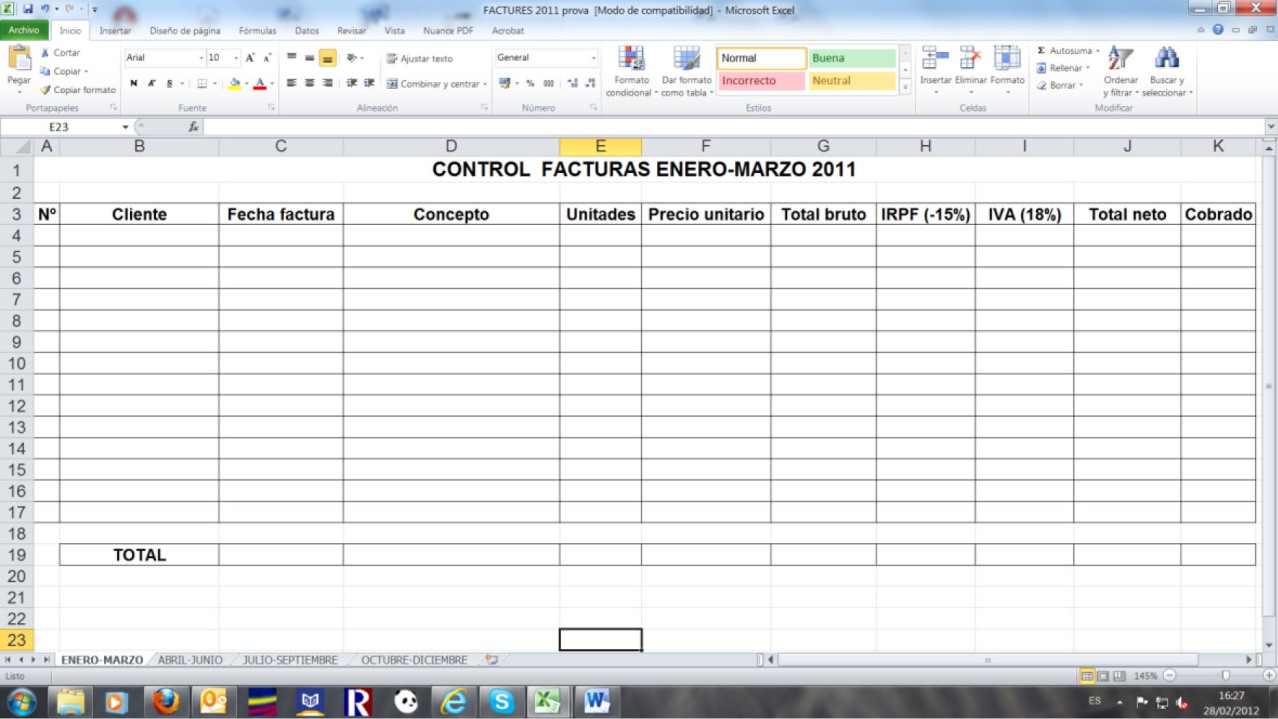 Control De Facturas Con Excel Traducción Médica Técnica Y Literaria